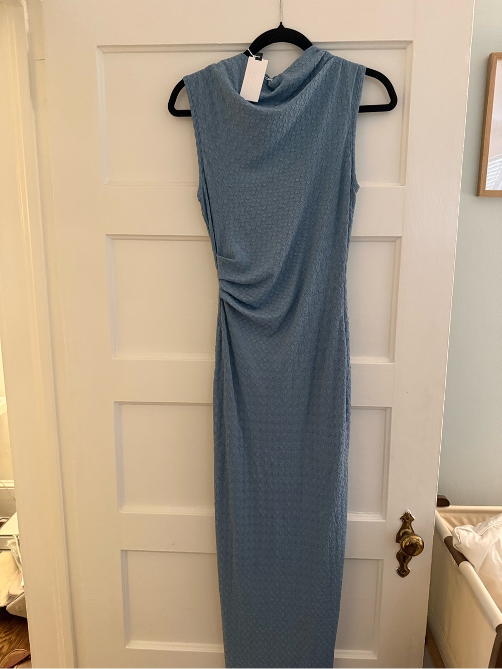 Astr the Label Draped Light Blue Sleeveless Maxi Dress